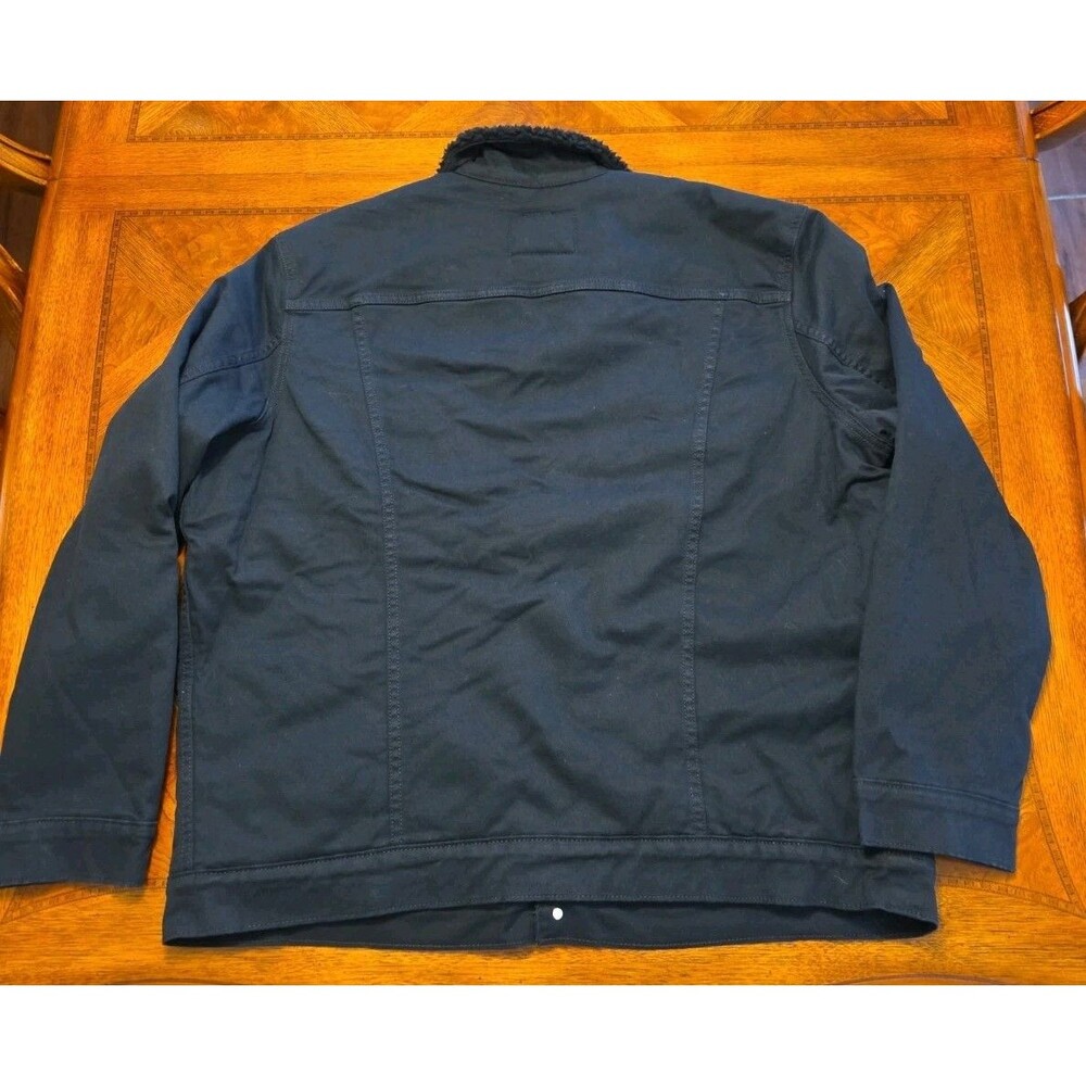Levi’s Men's Relaxed Fit Button Front Sherpa Trucker Jacket XXL Black Canvas NEW - Picture 2 of 15